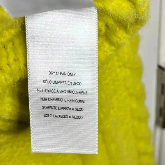 Mother The Wide Sleeve Jumper Crop Highlighter Yellow Cable-Knit Sweater XS - Picture 9 of 12